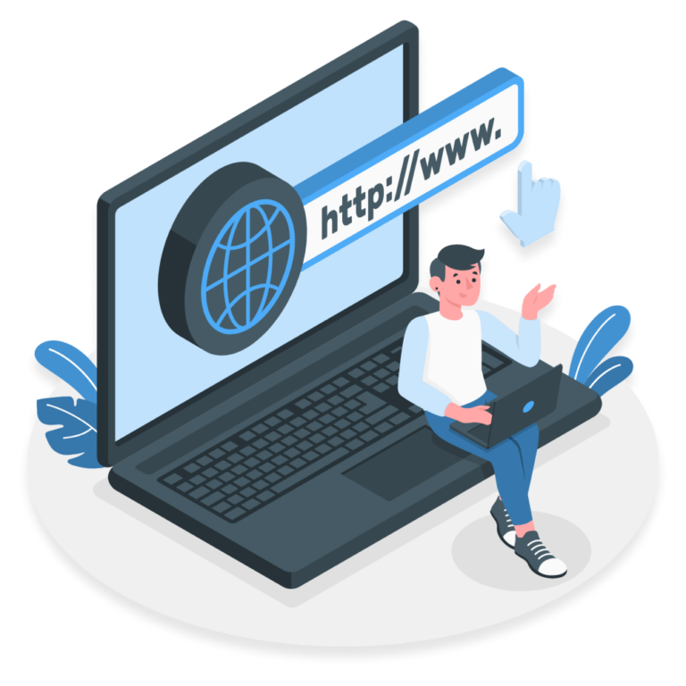 Imagem de um homem tentando encontrar seu negócio na internet.